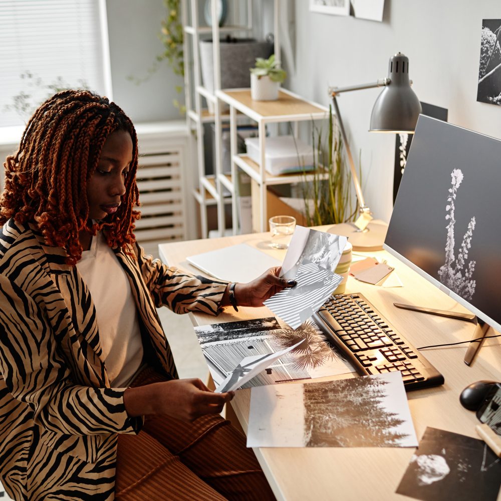 Black Female Photographer at Workplace